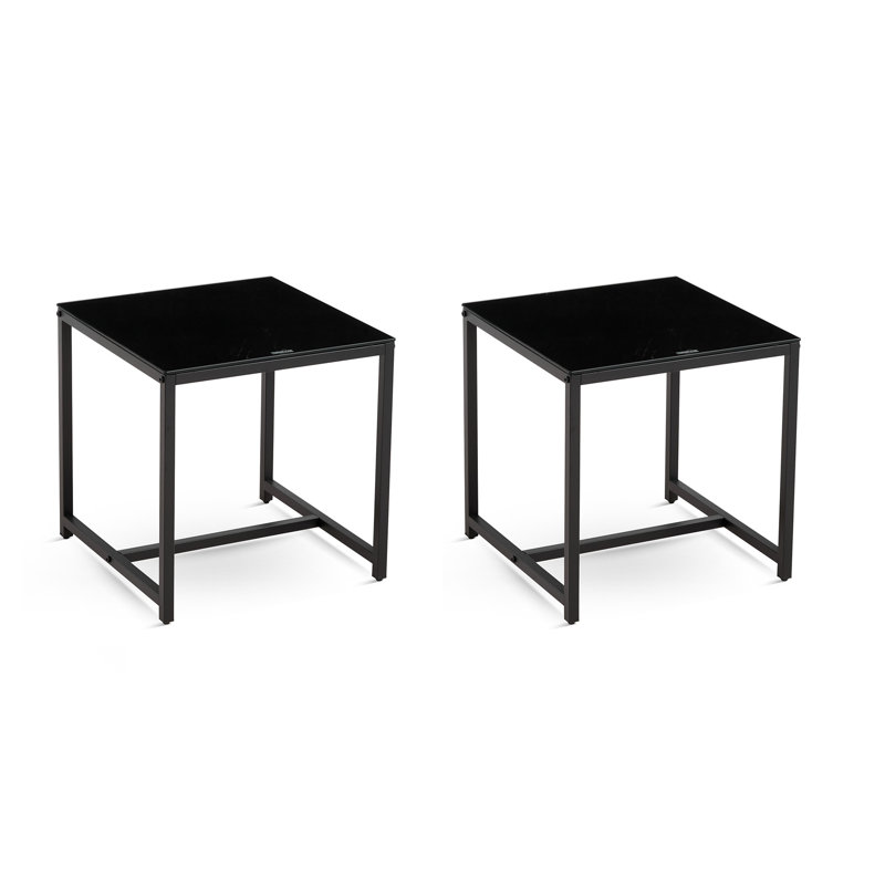Two-piece Sofa Table Set With Metal Legs.
