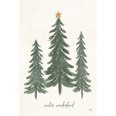 Woodland Christmas Trees by Veronique Charron - Wrapped Canvas Painting