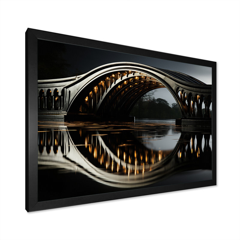Pont noir avec reflets onyx - architecture, art mural, salon, H 24 po x l 32 po x P 1 po, Cadre photo noir