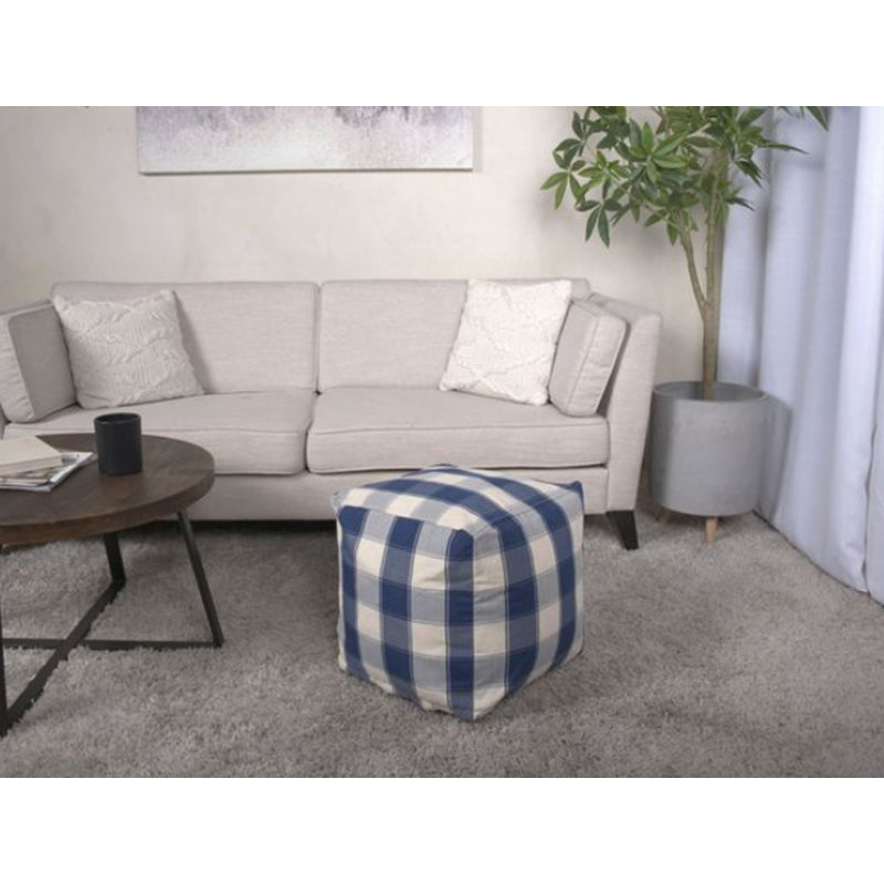 Connor Checkered Square Pouf