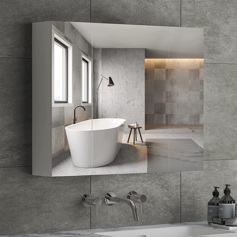 Bobby-James 27.6'' W 23.6'' H Framed Medicine Cabinet with Mirror and 6 Adjustable Shelves