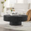 Table basse ronde gigogne en bois de 90 cm (35,43 po) pour appartement, table basse moderne pour salon avec pied robuste, NOIR-134883875-134883876
