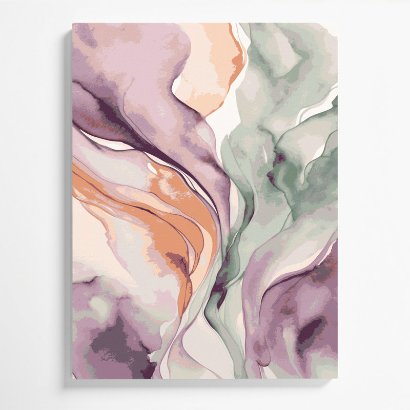 Aquarelle abstraite 64, art mural sur toile beige, H 11 po x l 14 po