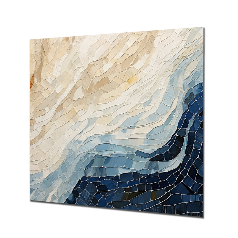«Abstract Breaking Waves Blue» - Reproduction d'art abstrait mural, Métal métal, H 30 po x l 30 po x P 1 po