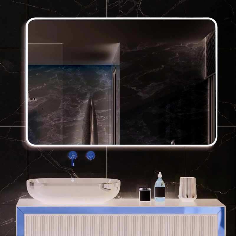 30x40 Inches Large Rectangular Black Metal Framed Bathroom Wall Mirror - Glass, Rust Frame, Readily To Install For Hd Effortless Setup