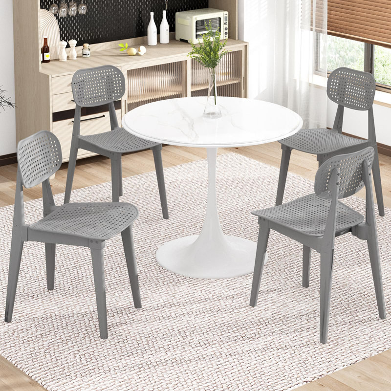 Chaises de cuisine en plastique Recaceik, 2, Noir, noir, noir, noir