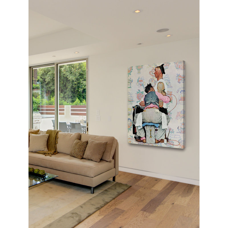 « tatouage artist » par norman rockwell, reproduction d’art sur toile tendue, H 39 po x l 30 po