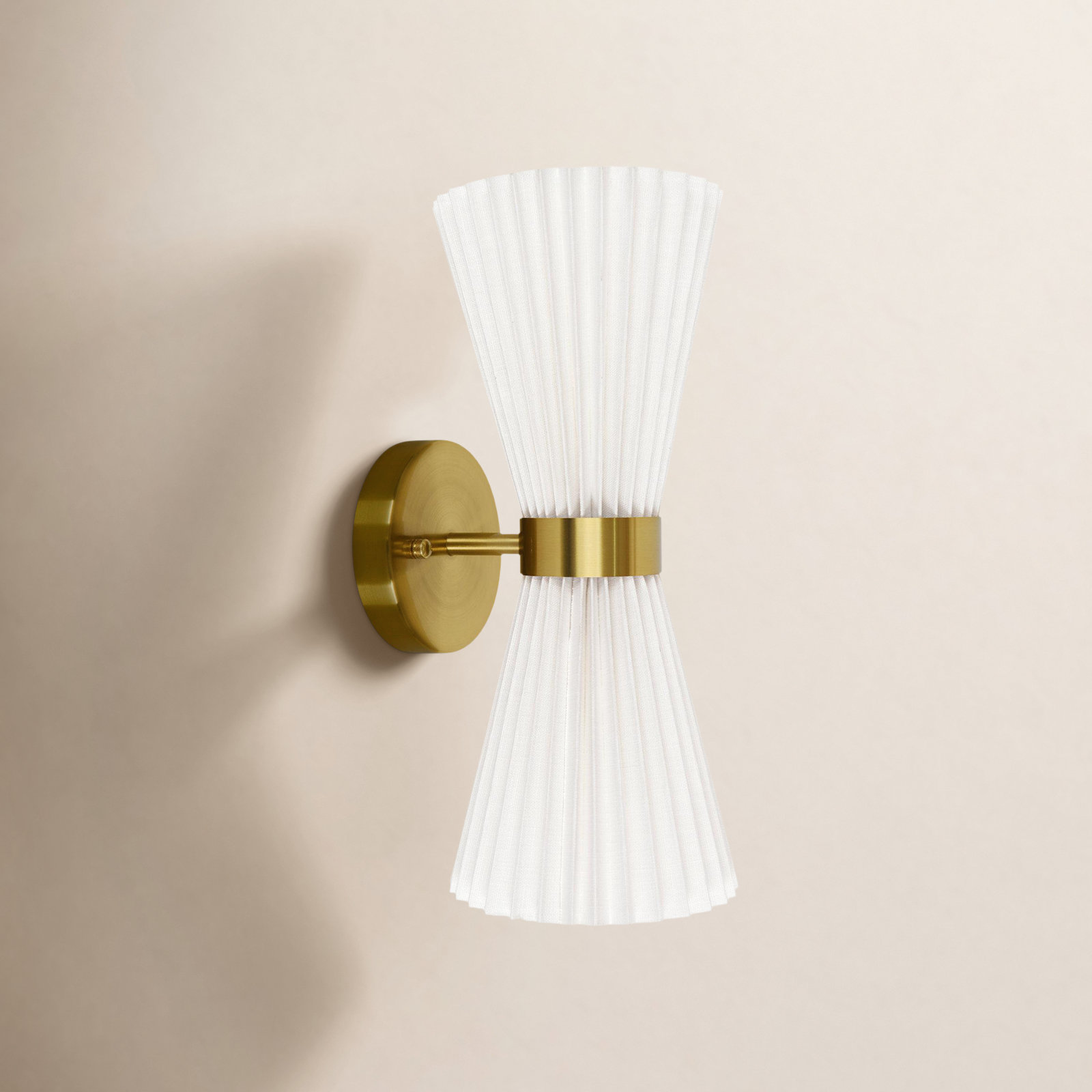 Modo 2 Light Steel Dimmable Armed Sconce, Brass, 14.57" H x 6.1" W x 6.1" D, White
