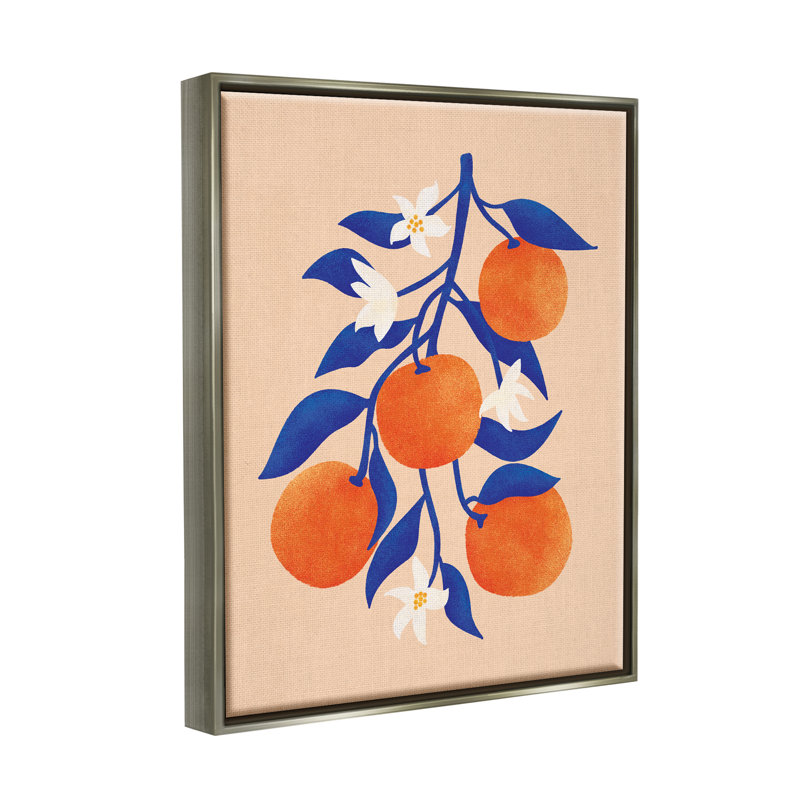 «Orange Tree» par JJ Design House LLC, H 31 po x l 25 po x P 1,7 po, Cadre flottant gris lustré