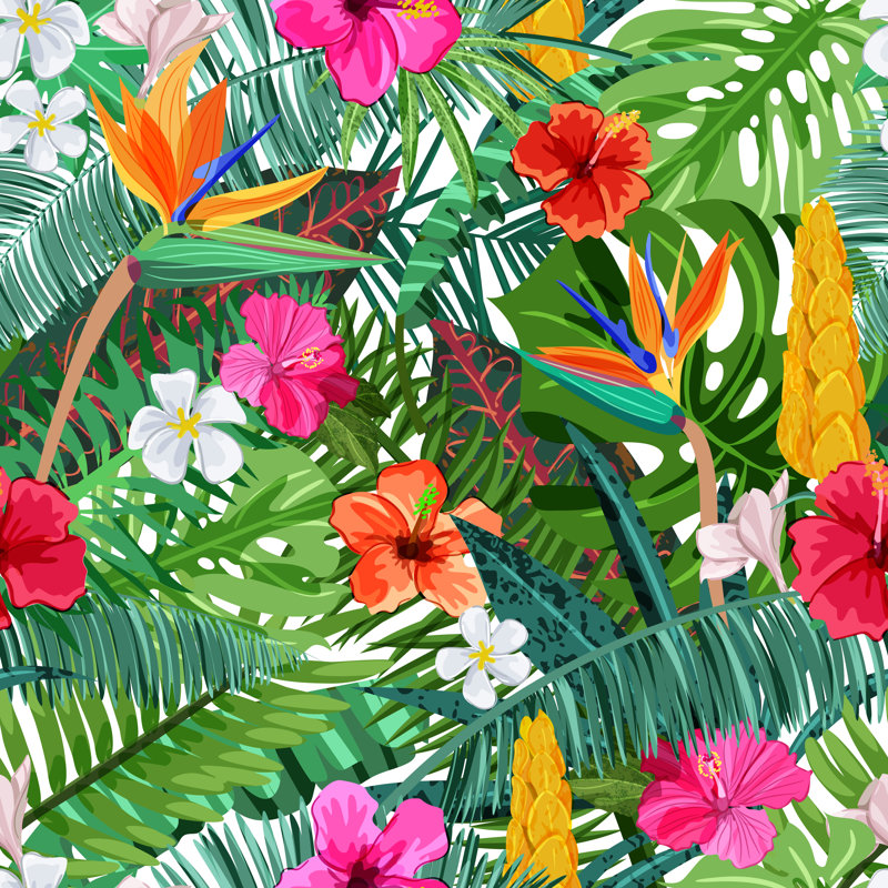 Kahina Tropical Pattern - Wrapped Canvas Print, 30cm H x 30cm W x 3.8cm D