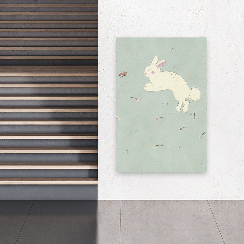 «Houbling Bunny In Daisies Playful Whimsical Abstract Butterfly Daisy Rabbit Nature Spring», art mural