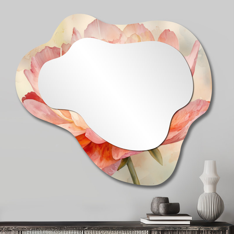 Miroir de meuble-lavabo traditionnel imprimé nénuphars, 25 po x 28 po