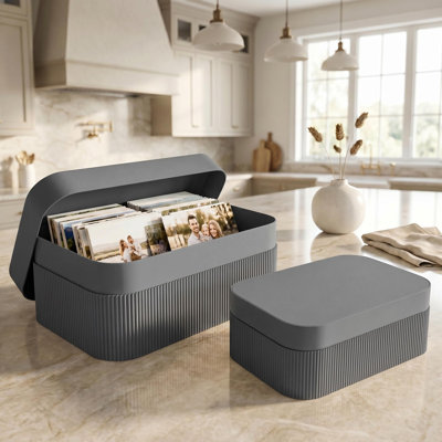 Boîtes de rangement décoratives avec couvercles - Ensemble de 2