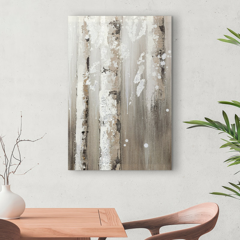 Delicate Birch Trees - Toile contemporaine pour décoration de salon