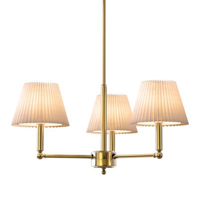 Costa 21" W 3-Light Chandelier with White Linen Shades