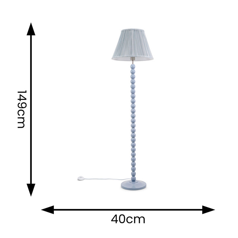 Bobbles 149cm Rose Pink Traditional Floor Lamp, Powder Blue, Yes