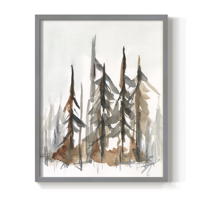 Rustic Evergreen I, reproduction encadrée - bois massif, Gris, H 10 po x l 8 po
