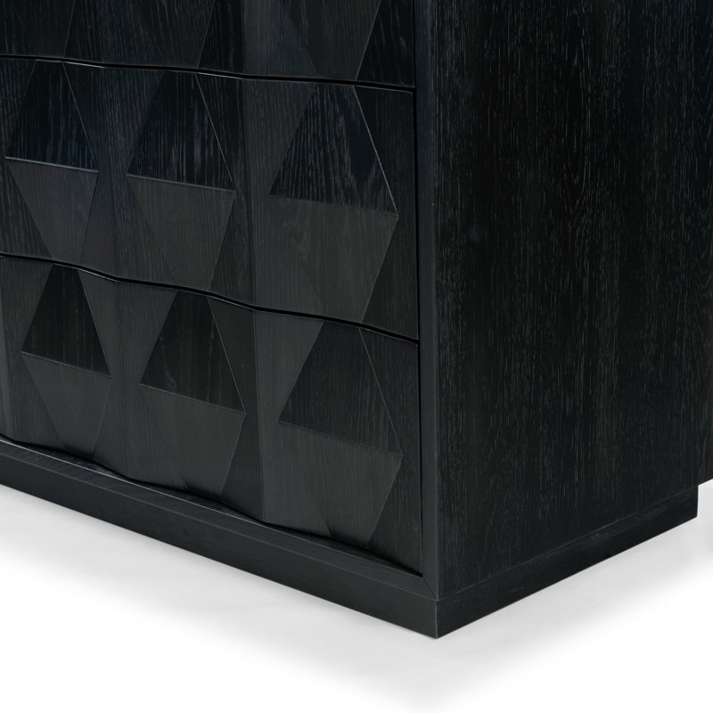 Riabelle Wood 6 Drawer Dresser, Black