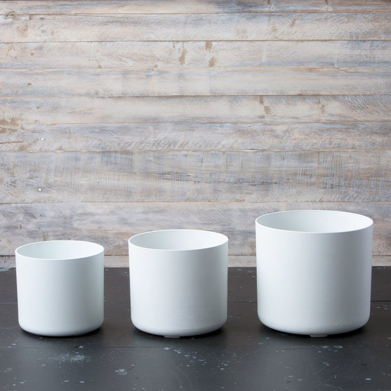 Ensemble de 3 pots à fleurs avec réservoir Partibha, Blanc