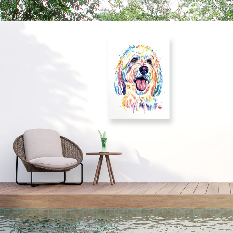 Lisa Whitehouse Goldendoodle - Toile d'extérieur moelleuse, H 35 po x l 47 po
