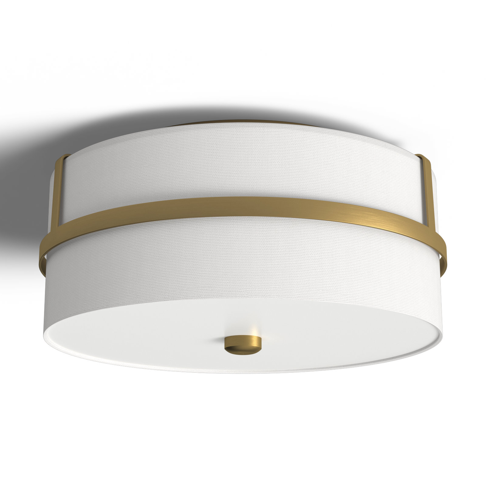 Pascaline 2 Light Fabric Flush Mount, Natural Brass