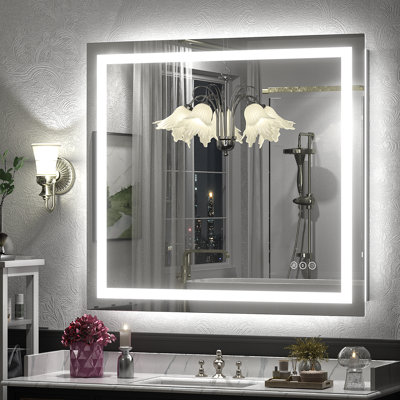 Aevar UL Certified Front & Back LED Anti-Fog Tempered Glass Bathroom/Vanity Mirror with 3-Year Warranty
