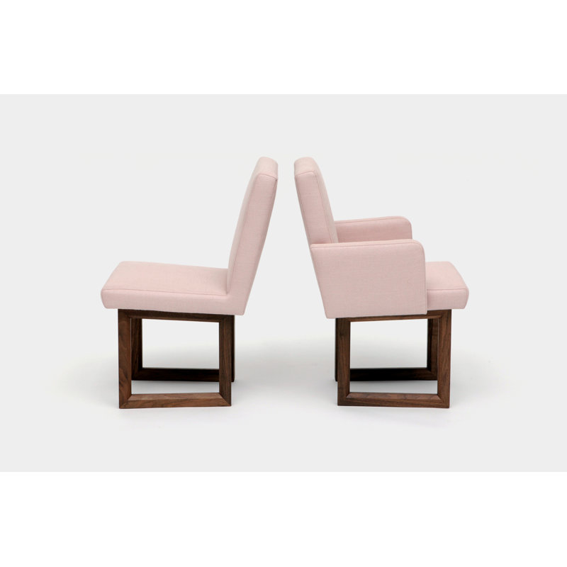 C2 W Upholstered Dining Chair, Blush Linen Blend