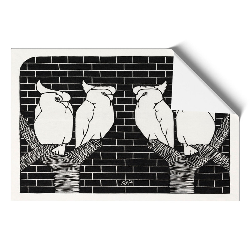 Four Crowned Cockatoos by Samuel de Mesquita - Frameless Print, 21cm H x 30cm W x 0.1cm D