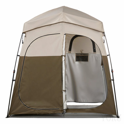 Tente de camping, cabine de vestiaire pliable et portable 2 pièces avec piquets, cordes et sac de transport, tissu Oxford 150d avec revêtement argenté, pour le camping, la plage et la pêche