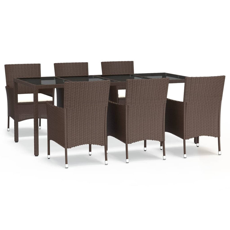 Curnutt 6 - Person Wicker Patio Dining Set with Rectangular Table , Cushions Included