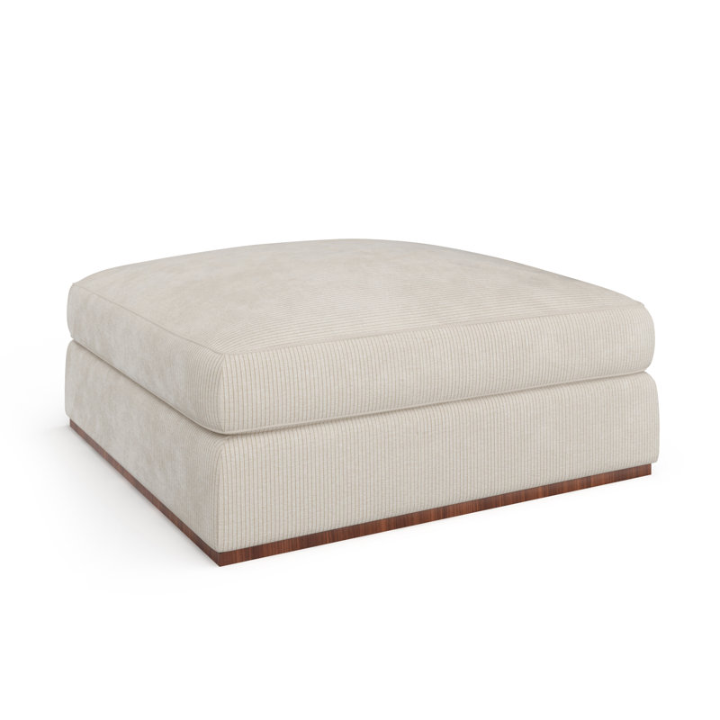 Caracole Square Ottoman, White Polyester