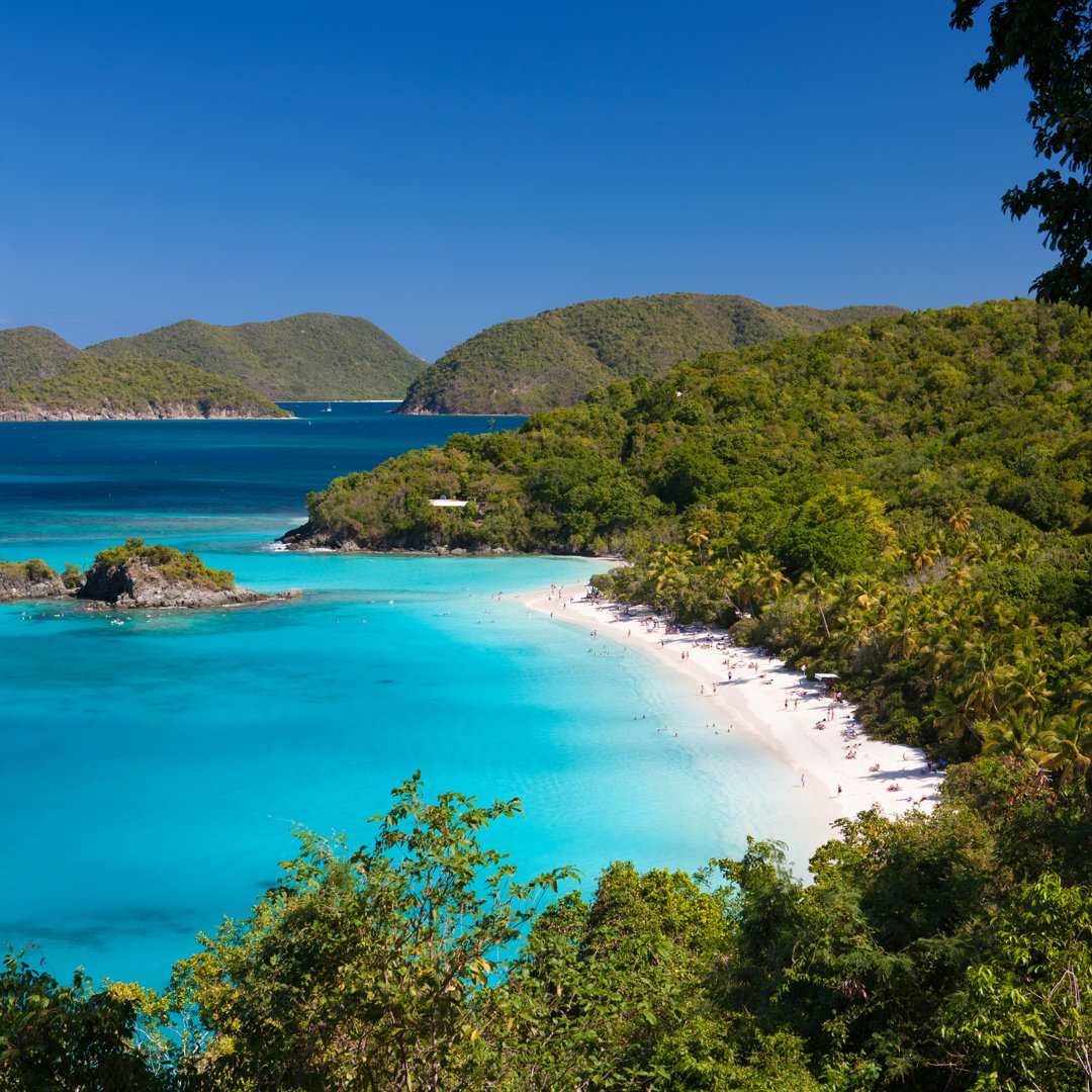 High Angle View Of Trunk Bay Beach, St.John, USVI von Cdwheatley - Kunstdrucke ohne Rahmen auf Leinwand