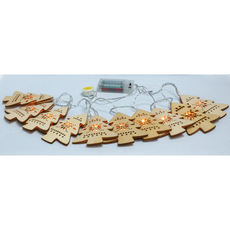 Warm White Wooden Christmas Tree LED String Lights, 48"