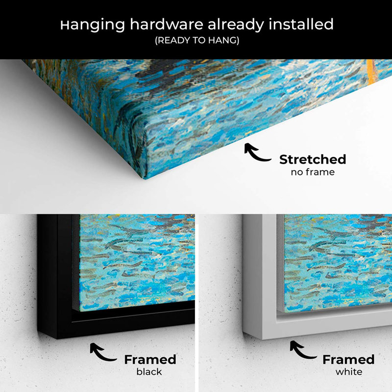 Blue Bridge Wall Art Canvas 7285, H 12 po x l 16 po, Cadre flottant noir