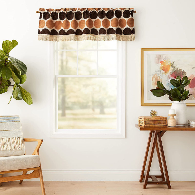 Haylo Polka Dots Tailored Window Valance, Brown