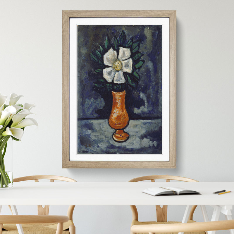 White Flower by Marsden Hartley - Picture Frame Painting, Oak, 48cm H x 36cm W x 2cm D