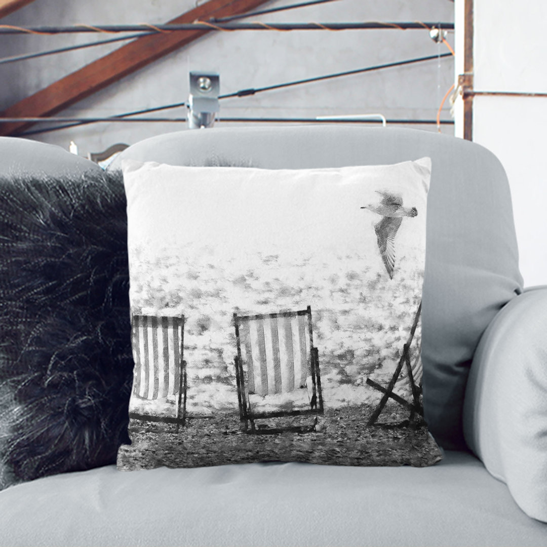 Seagull Flying over Brighton Beach Cushion with Filling