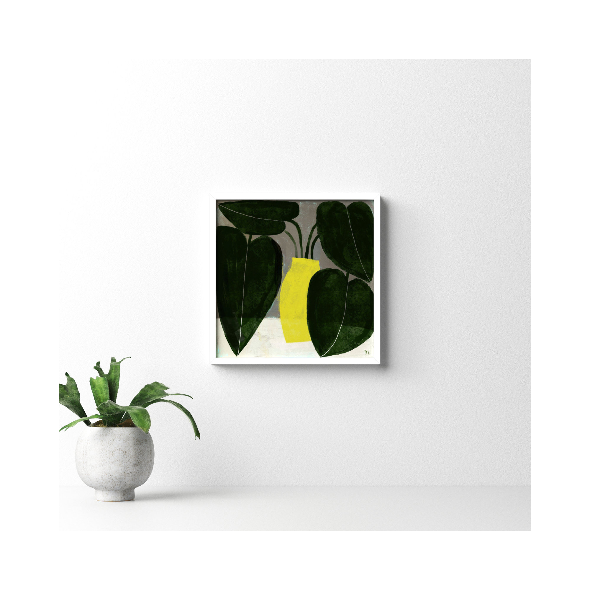 Plant #7 by StudioM, 16" H x 16" W x 1.25" D, White