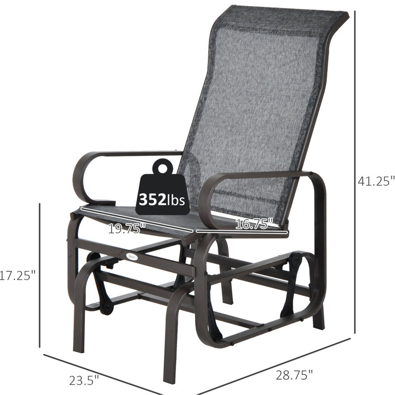 Fauteuil coulissant pour cour arrière - Tissu d'extérieur gris à séchage rapide résistant à l'usure et résistant