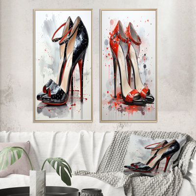 2 Pieces on Canvas - Black And Red High Heels Symphony I