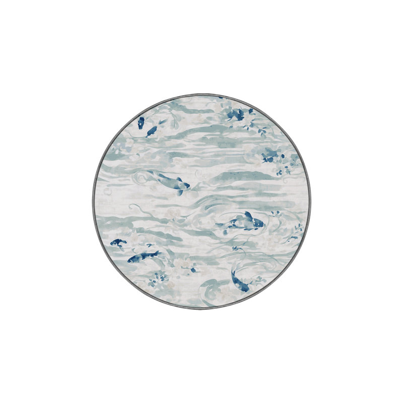 Machine Washable Gray Area Rug, Round 5'