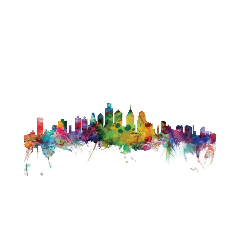 Philadelphia, Pennsylvania Skyline by Michael Tompsett - 1 Piece Wrapped Canvas Wall Art, 30.48 cm H x 45.72 cm W