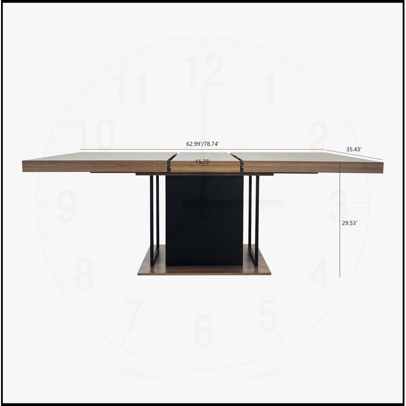 Table de salle à manger extensible pour 6 à 10 personnes, bois vieilli et finition noire, 160 à 200 cm, pour les grands rassemblements