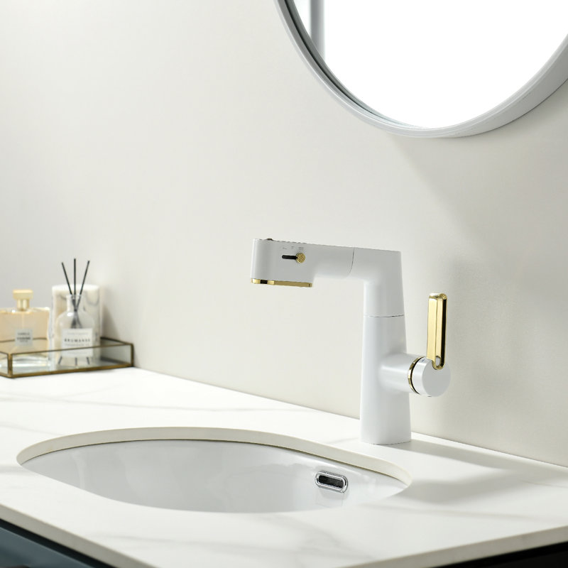 Single-Hole Single-handle Bathroom Faucet, White
