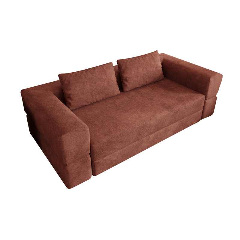 Canapé-lit avec coussin rectangulaire et coussins, Orange