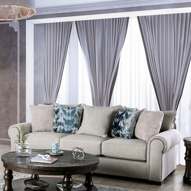 Canapé à accoudoirs roulés 100 po Araujo, 100 % polyester beige