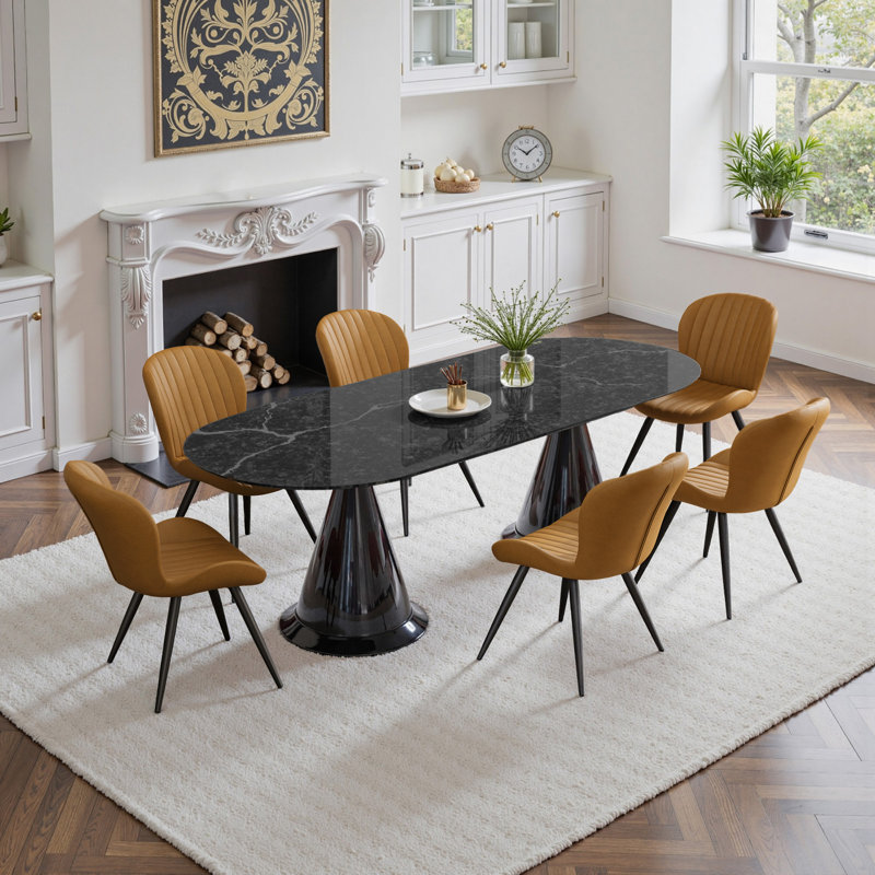 Upholstered Dining Chairs in Scandinavian Style, 4, Brown Faux Leather