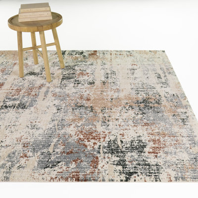 Tapis Baroni bleu/beige à motifs abstraits