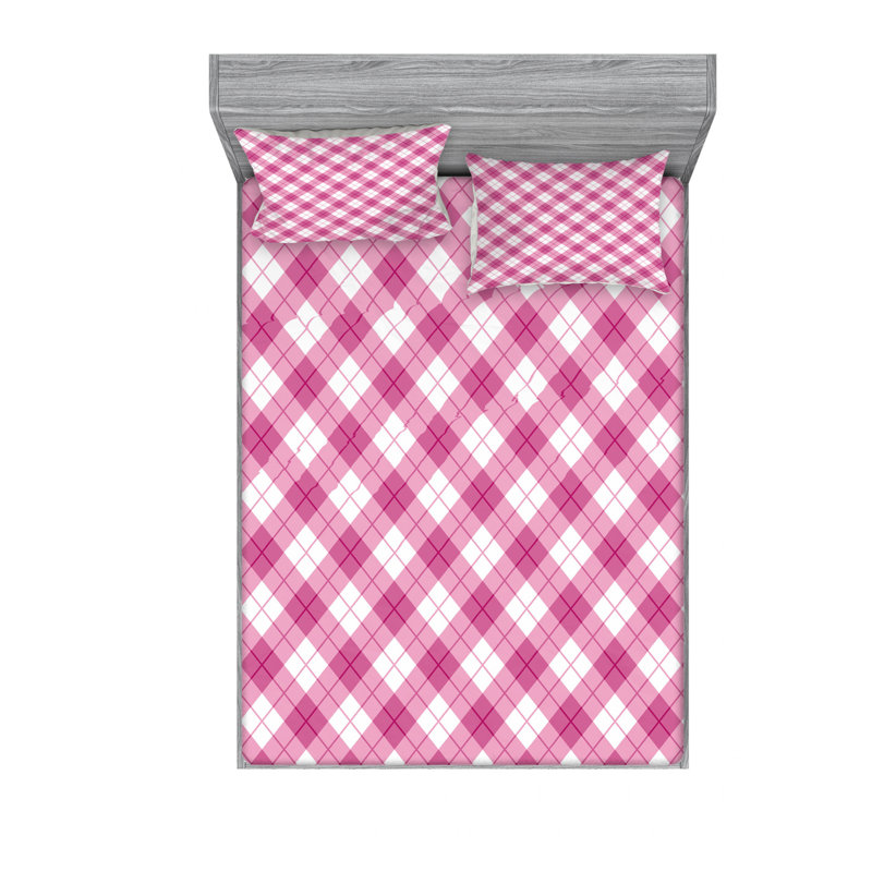 Ensemble de draps Diagonal Argyle, Ensemble de draps pour lit double avec un drap-hou
