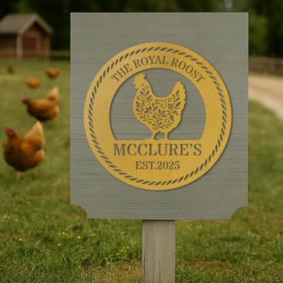 Rooster - Custom Metal Wall Accents, Metal Roost Name Sign On Door, Personalized Wall Decorations Gift, Outdoor Cabin Sign